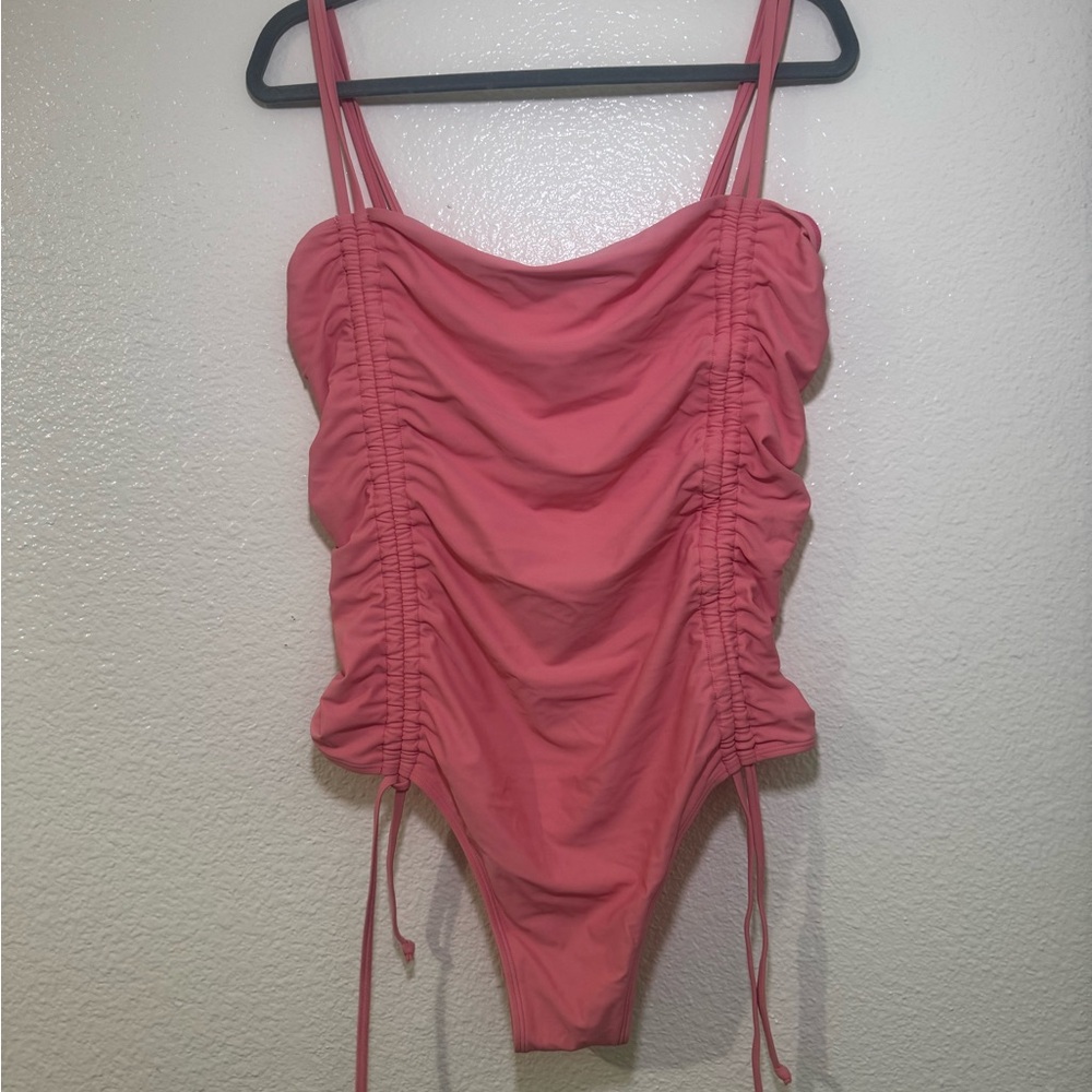 Ruched Pink One-Piece Swimsuit